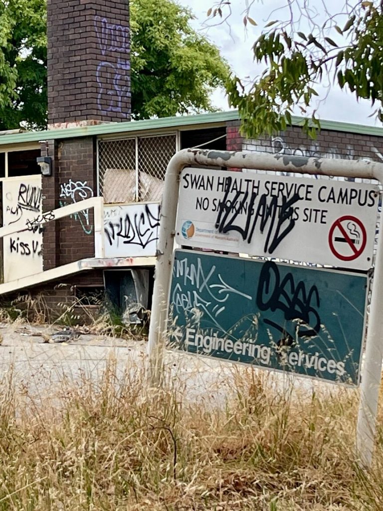 Eight years after closing, Swan District Hospital left derelict and defaced
