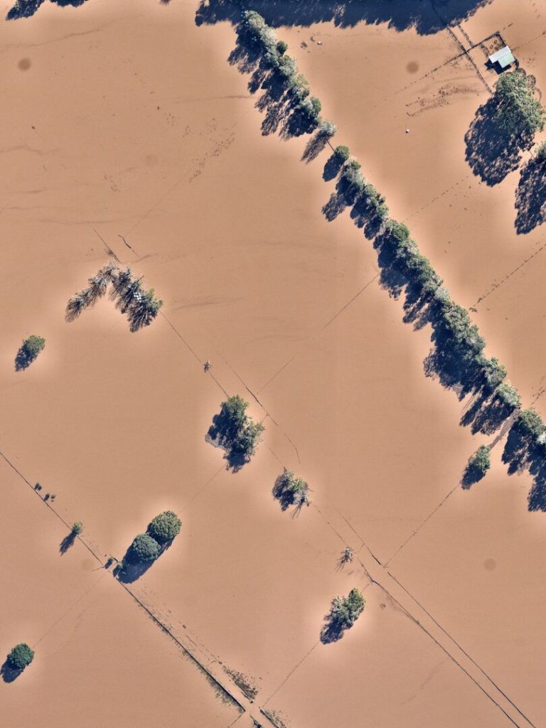 ‘Staggering’: Aerial photos show impact of flooding on NSW farmland