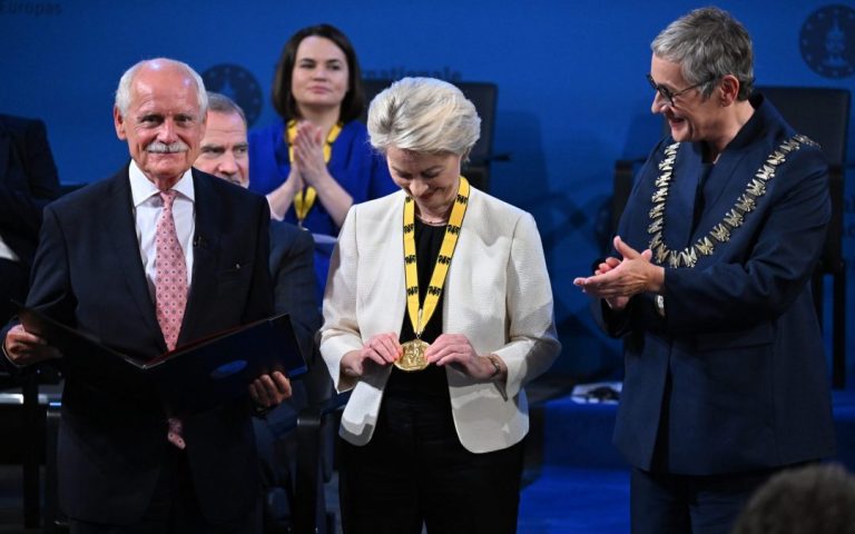 President of the European Commission Ursula von der Leyen with the Charlemagne Prize