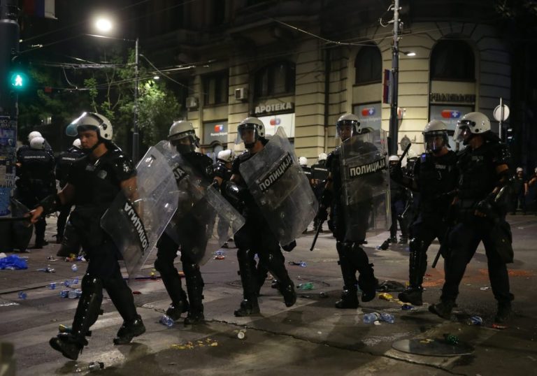 Serbian police clash with anti-government protesters in Belgrade