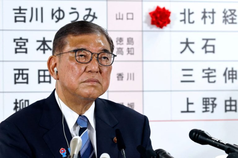Japan’s ruling coalition appears set to lose majority in upper house amid far-right gains