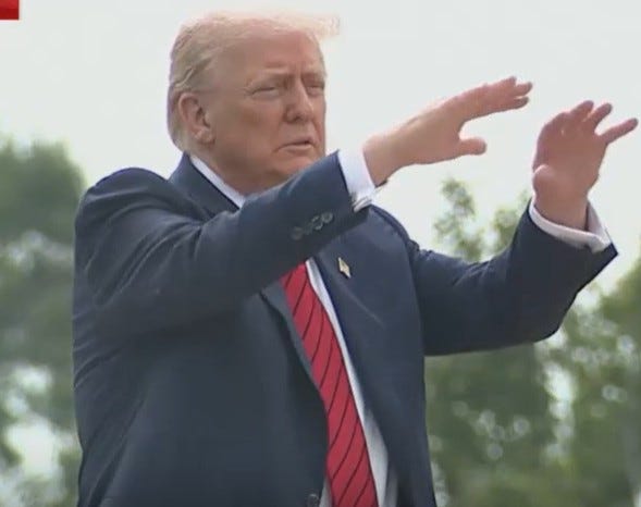 Trump Wandered Around The White House Roof Yelling At Reporters While Pretending To Inspect Things