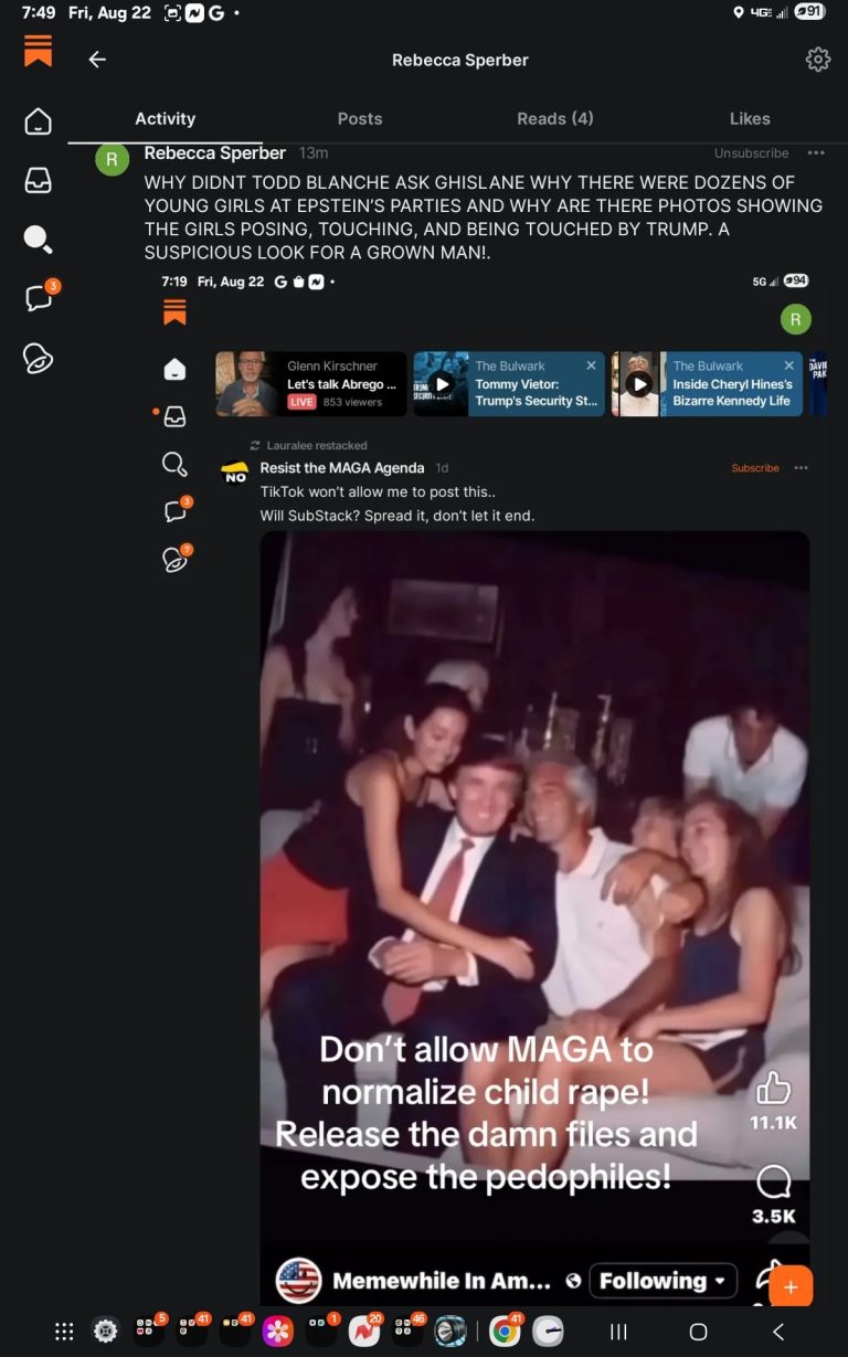 SUBSTACK POSTS BY BABY BOOMERRESISTANCE,COM. REACTIONS TO SEX TRAFFICKER GHISLANE MAXWELL’S “PROTECT TRUMP” TAPED INTERVIEW.