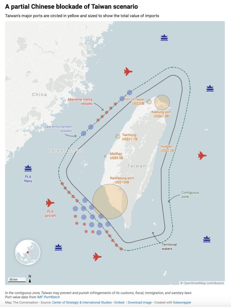 A China blockade of Taiwan may or may not work