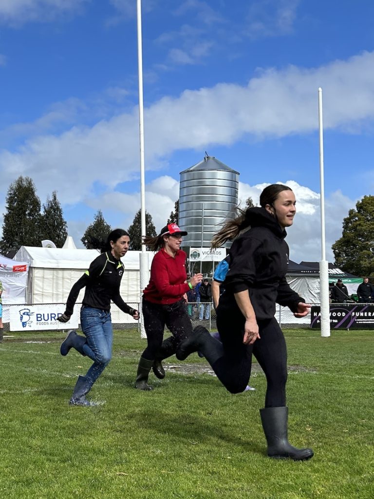 Gumboots replace running shoes for this annual community race
