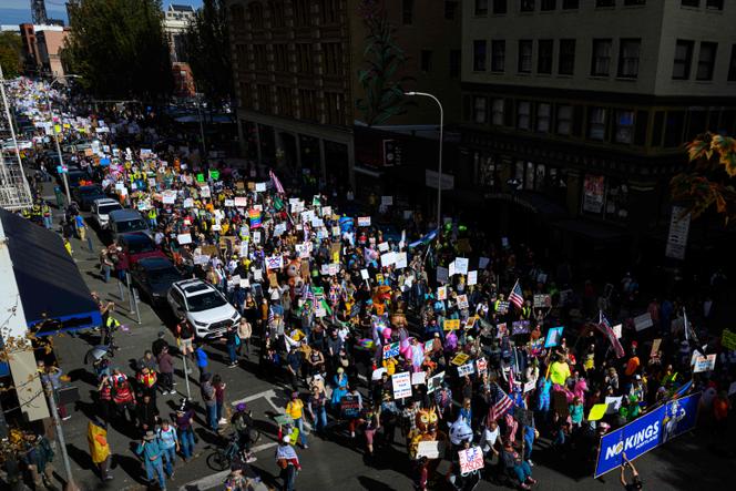 Protesters amassed in force for anti-Trump ‘No Kings’ rallies across US