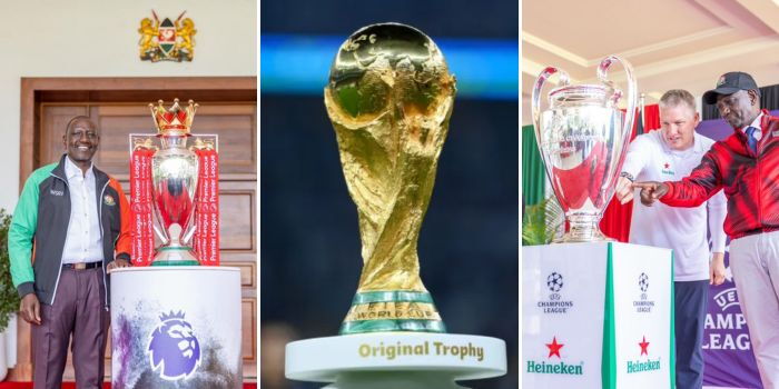 EPL Trophy in Kenya: What The Rules Say About Ruto Touching PL, UCL & World Cup Trophies