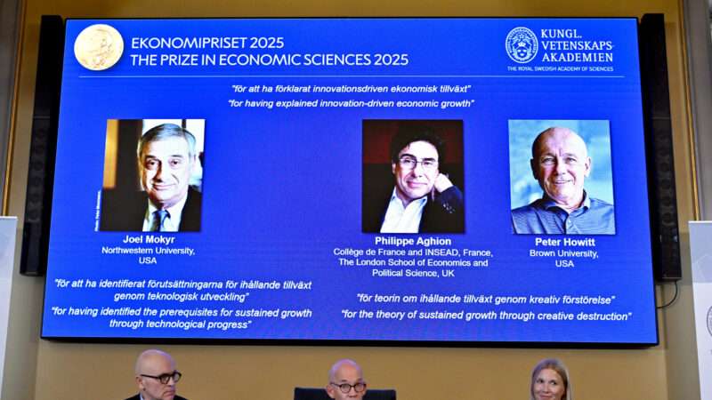 The Nobel Memorial Prize in Economic Sciences is presented to Joel Mokyr, Philippe Aghion, and Peter Howitt. | Anders Wiklund/ZUMAPRESS/Newscom