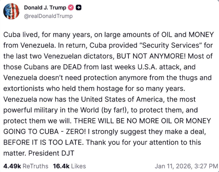 Maduro down, Trump aims at Cuba