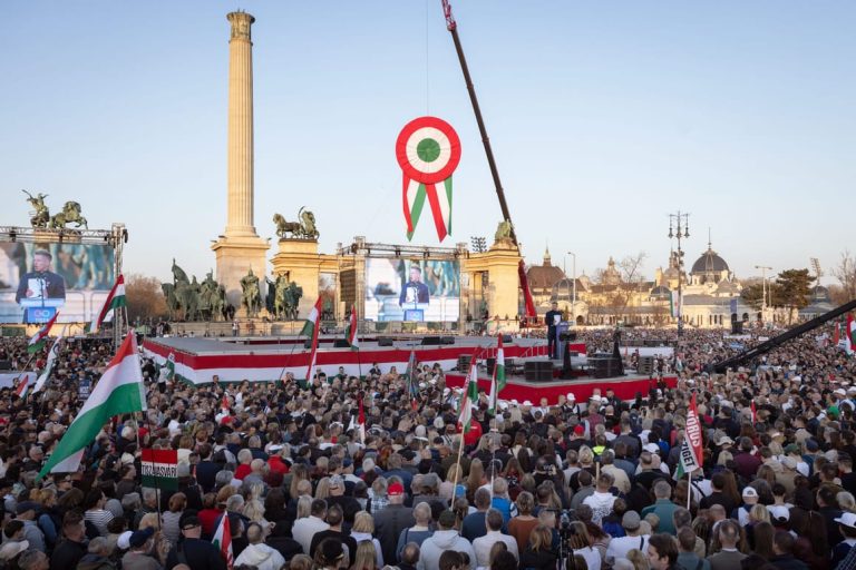 Showdown: Hungary’s Orbán, Magyar flex strength at huge rallies as election looms