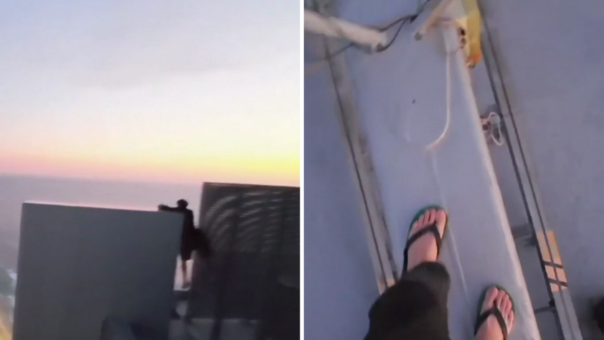 Daredevils scale Australia’s tallest building Q1 on the Gold Coast in thongs