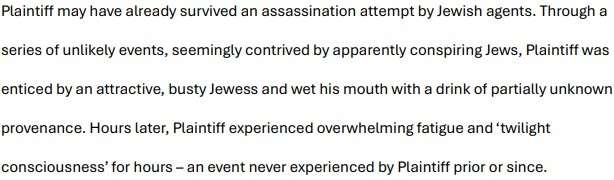 “Plaintiff Was Enticed by an Attractive, Busty Jewess, and Wet His Mouth with a Drink of Partially Unknown Provenance”