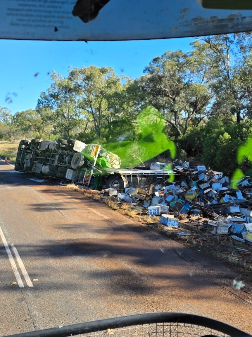Motorists stung after bee truck rollover west of Roma