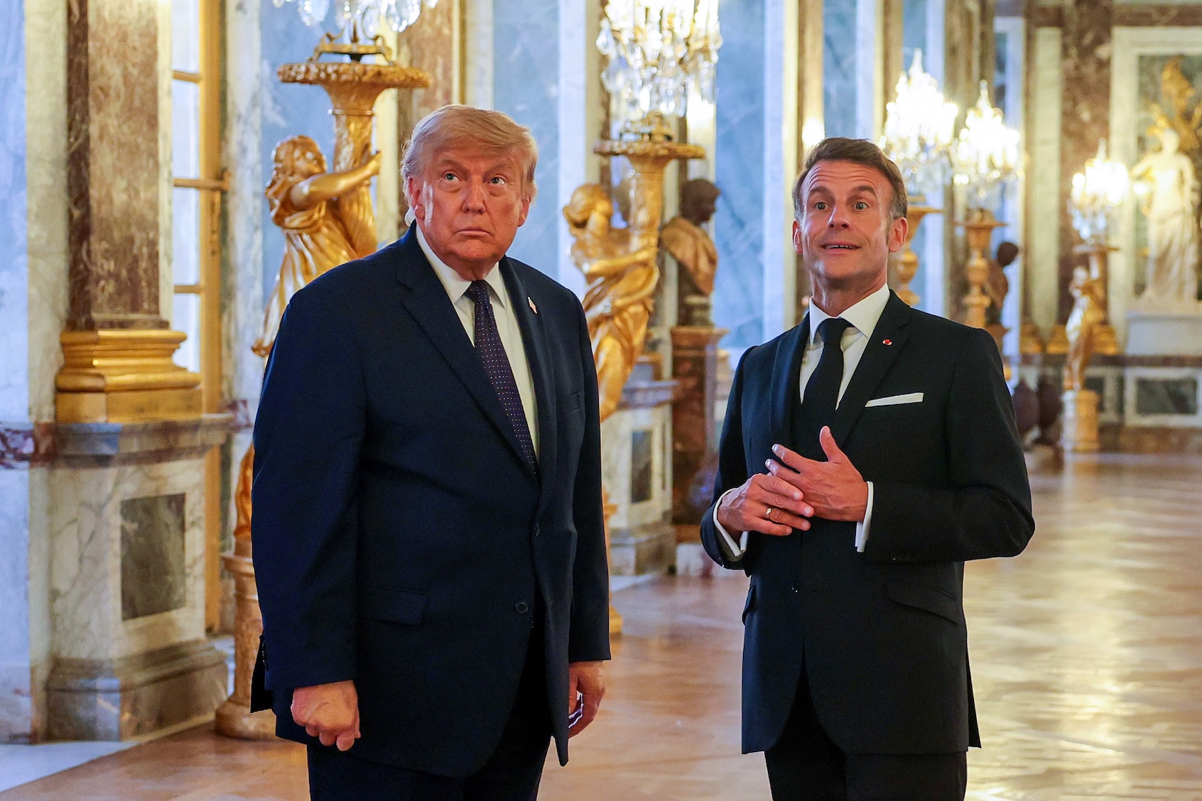 Trump can’t sell his lies, even in Versailles