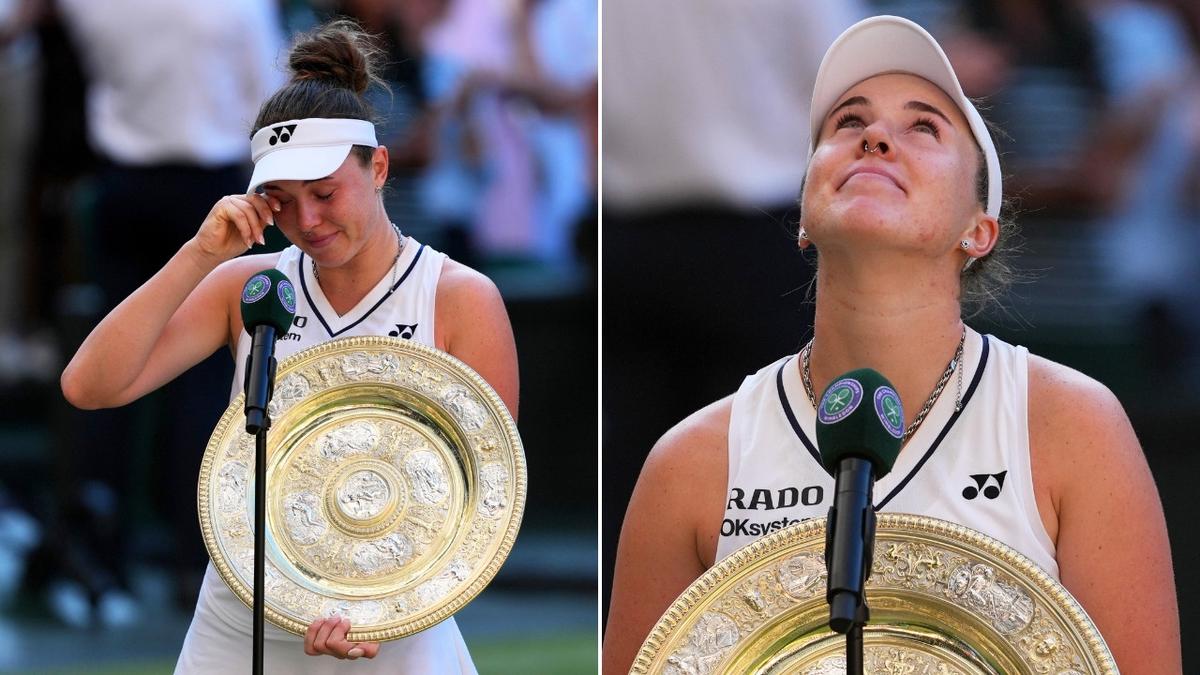 Wimbledon champion Linda Noskova pays emotional tribute to late mum after wild final against Karolina Muchova