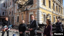 Russia Strikes Kyiv Bridge As Merz Visits Ukrainian Capital
