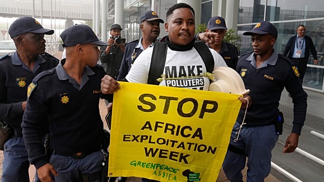 Environmentalists protest at African Energy Week in Cape Town